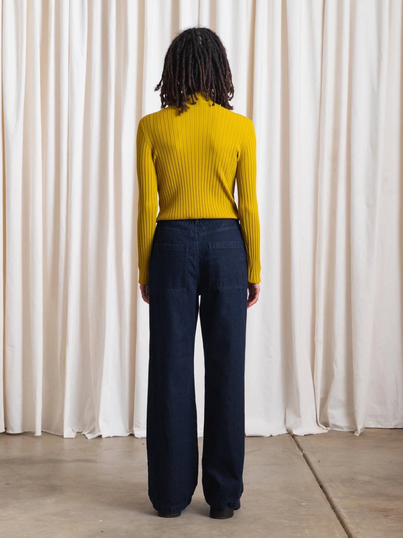 Ali Golden | Ribbed Mock Neck Sweater - Chartreuse