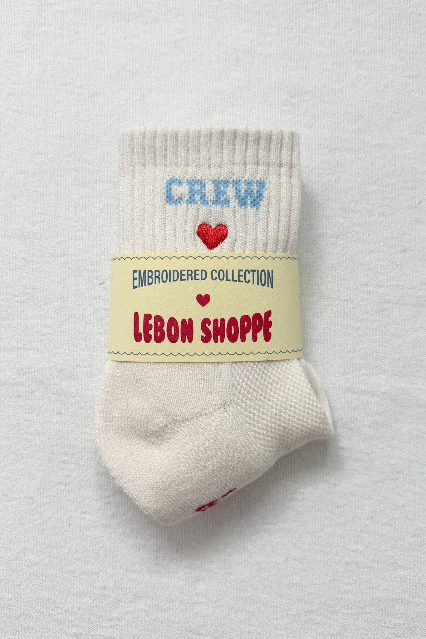 Le Bon Shoppe | Embroidered Crew Socks - Vanilla