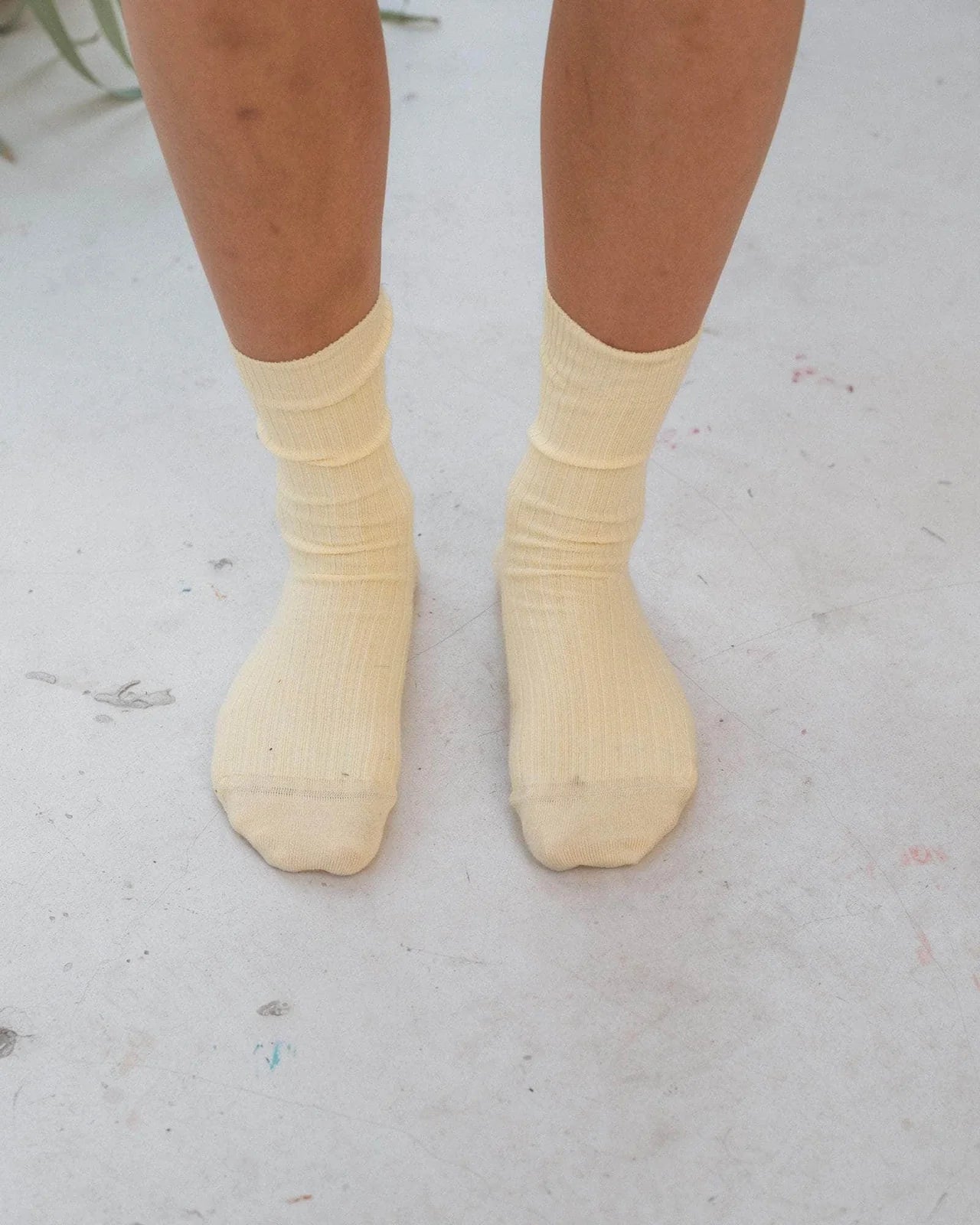 Baserange | Rib Over Ankle Socks - Bog Yellow