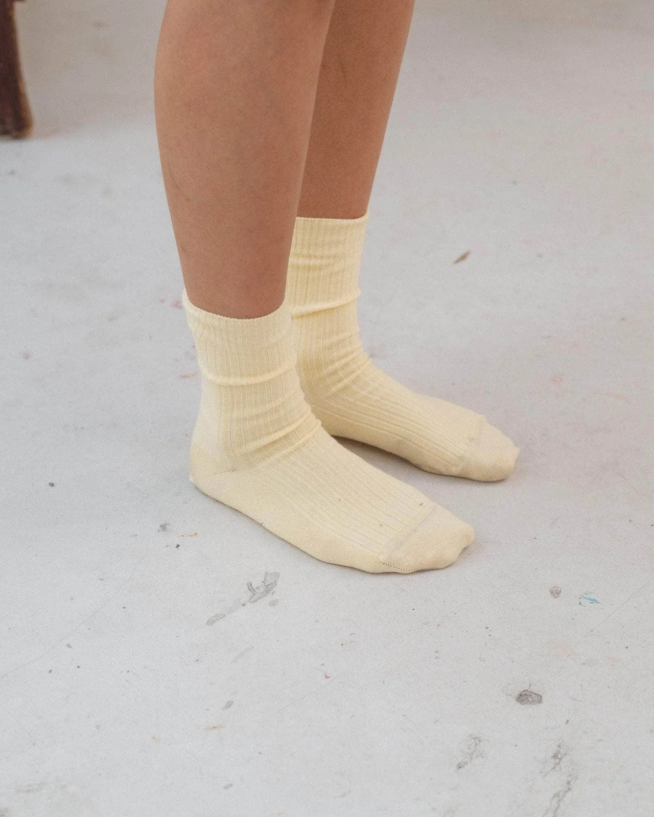 Baserange | Rib Over Ankle Socks - Bog Yellow