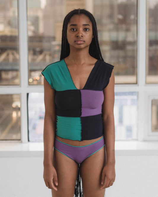 Baserange | Teak Tank - Organic Cotton Rib - Green/ Navy/ Purple