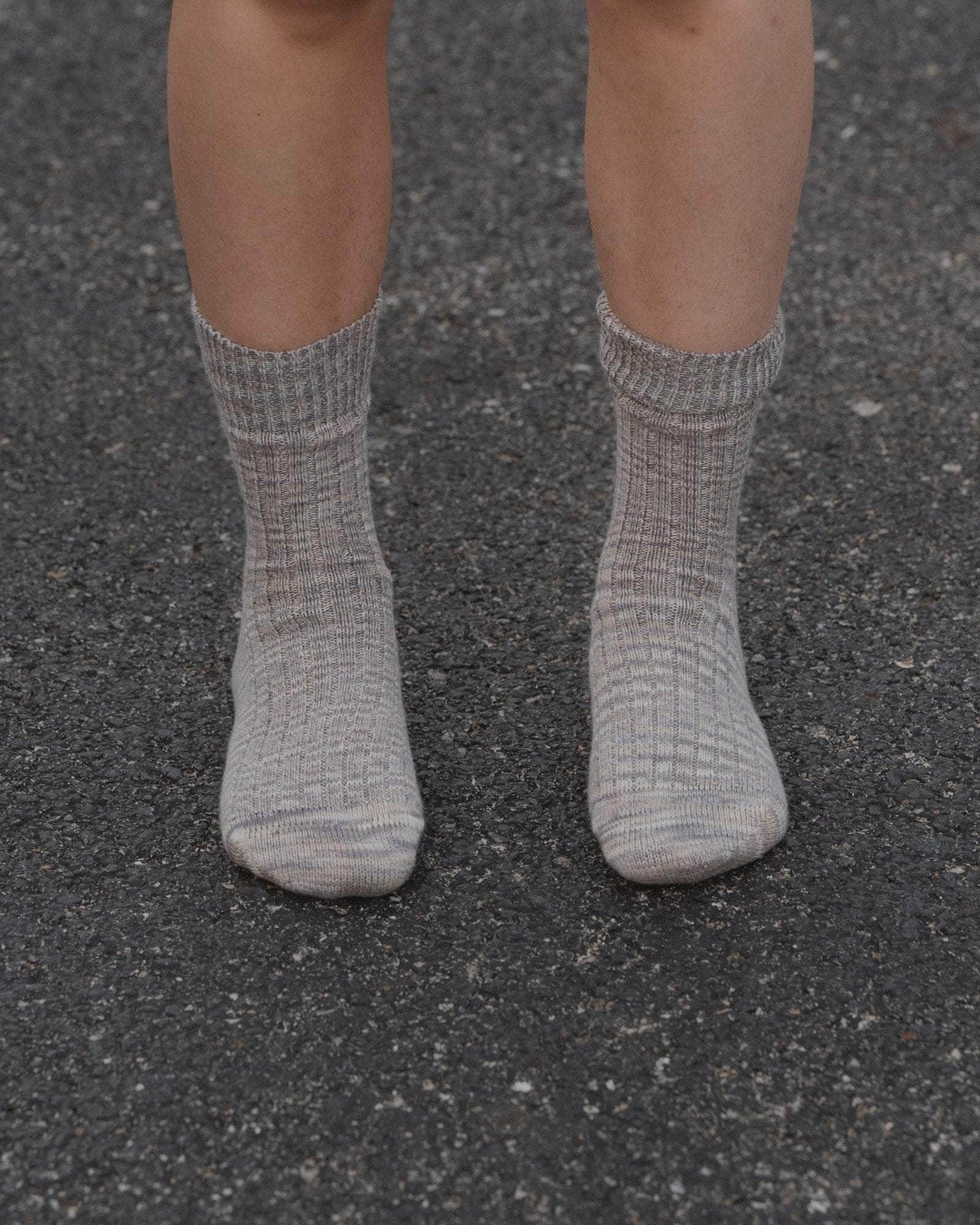 Baserange | Twist Over Ankle Socks - Grey Milange