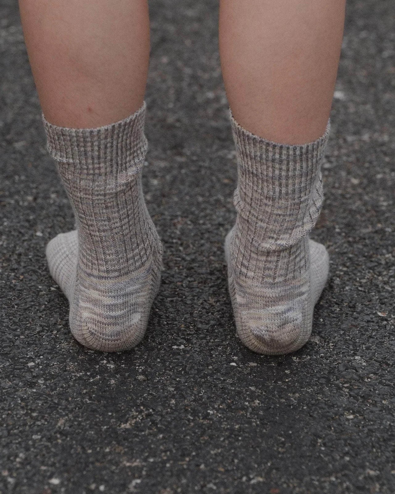 Baserange | Twist Over Ankle Socks - Grey Milange