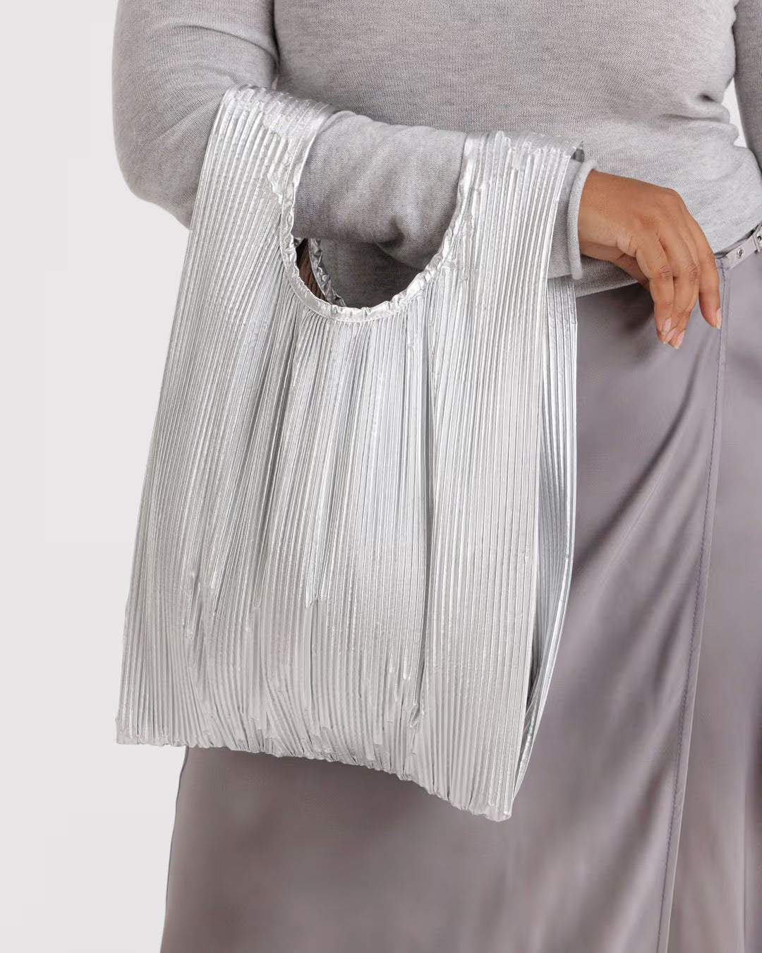 Baggu | Pleated Baggu - Chrome Metallic