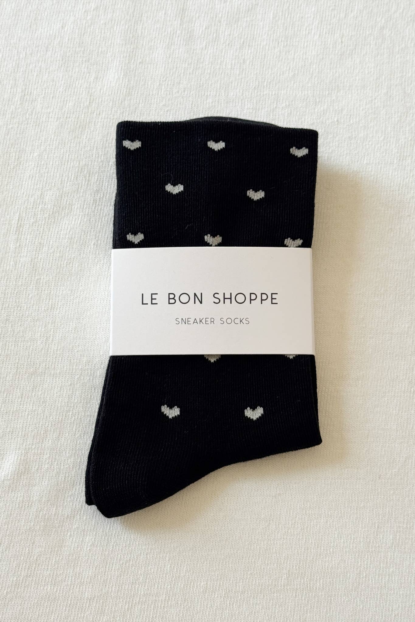 Le Bon Shoppe | Sneaker Socks: Heart - Black / Cream