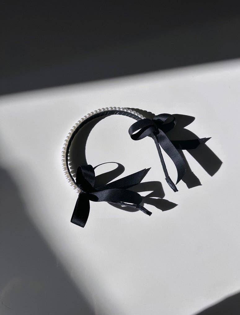 Solar Eclipse | Classic Bows Pearl Headband