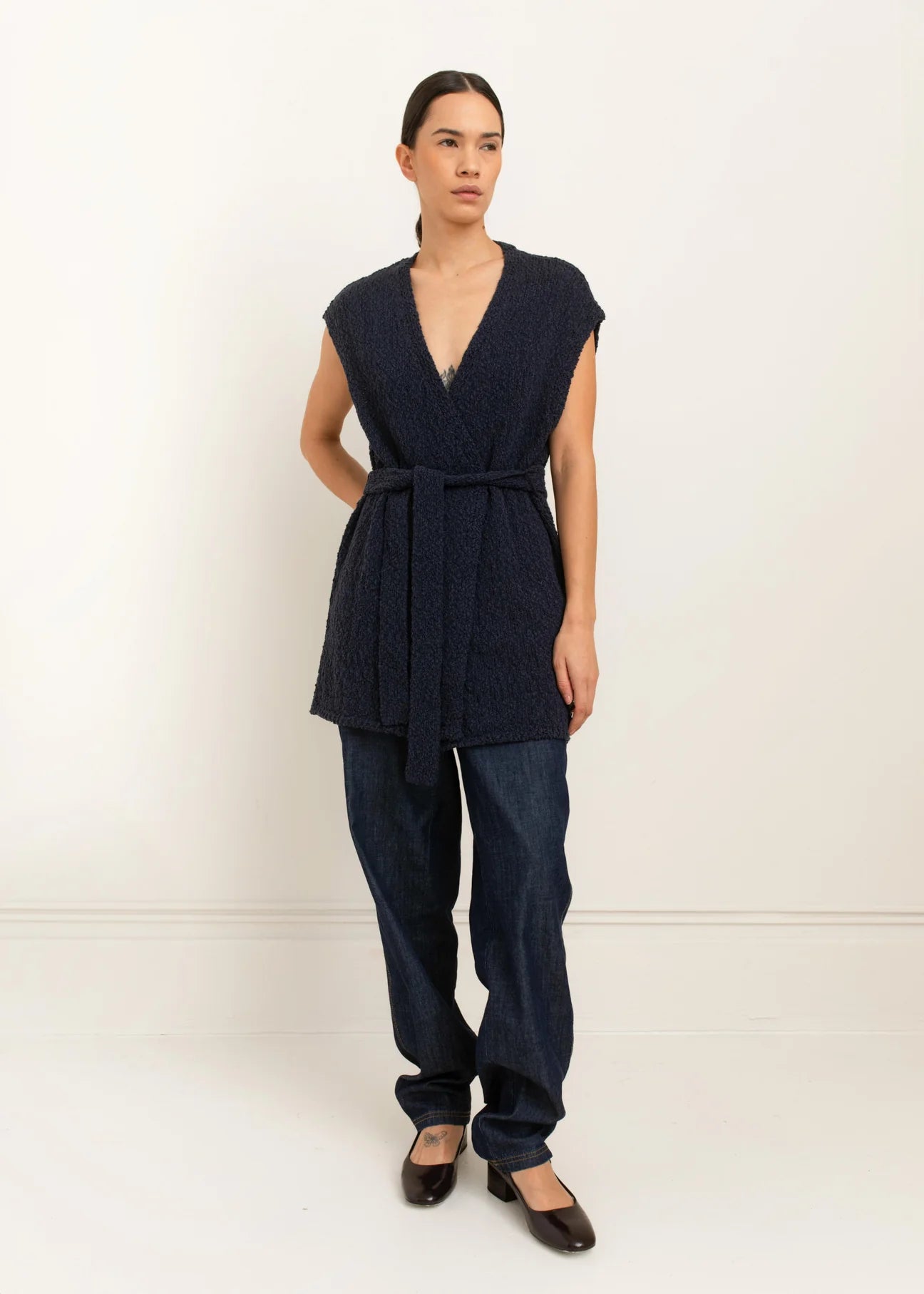 Paper Label | Pearl Belted Vest - Oatmeal