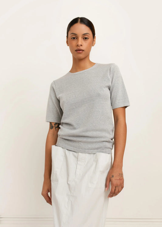 Paper Label | Mira Knit Tee - Light Melange Grey