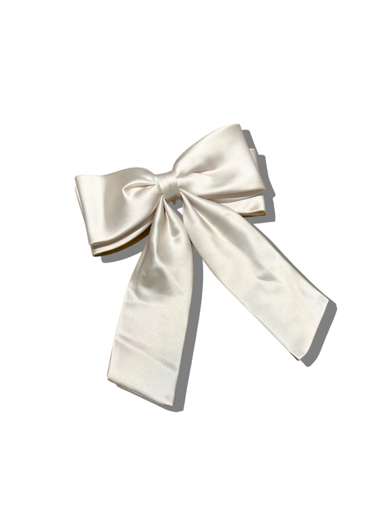 Solar Eclipse | Handmade Perfect Satin Hair Bow Clip - Cream