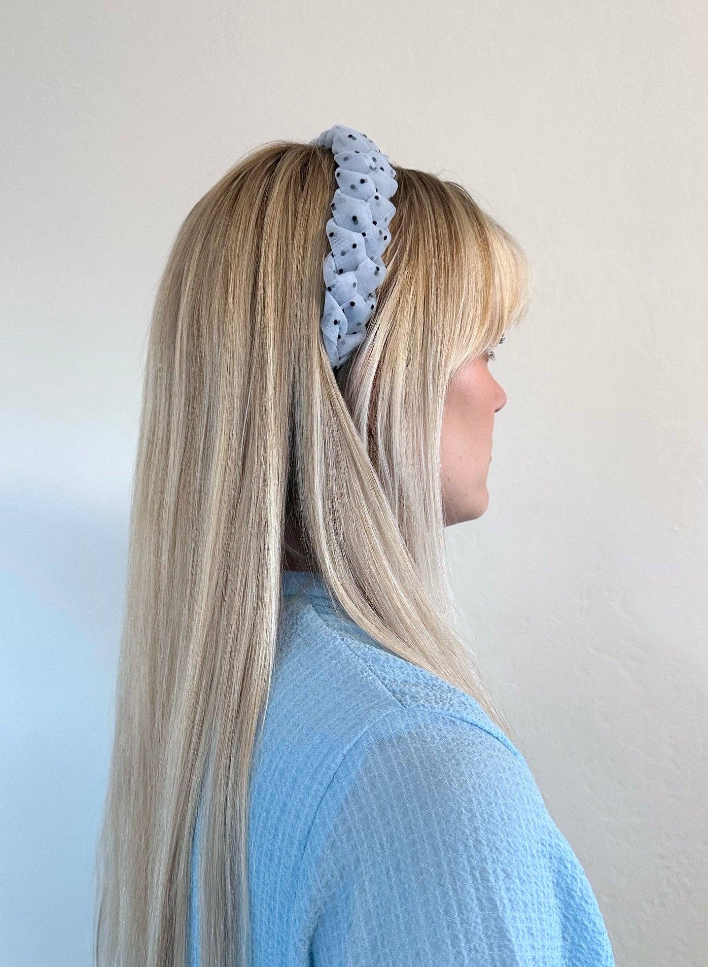 Solar Eclipse | Handmade Organza Braided Headband - Blue Spot