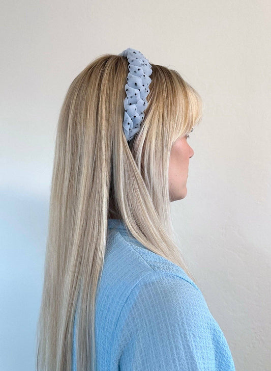 Solar Eclipse | Handmade Organza Braided Headband - Blue Spot