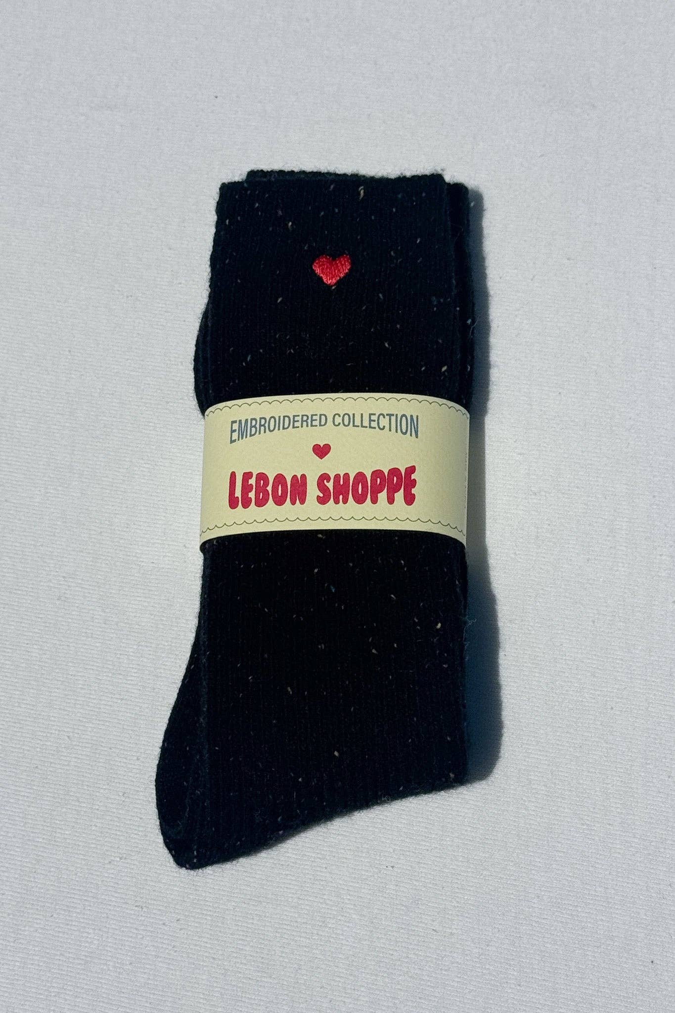 Le Bon Shoppe | Embroidered Snow Socks - Black & Heart