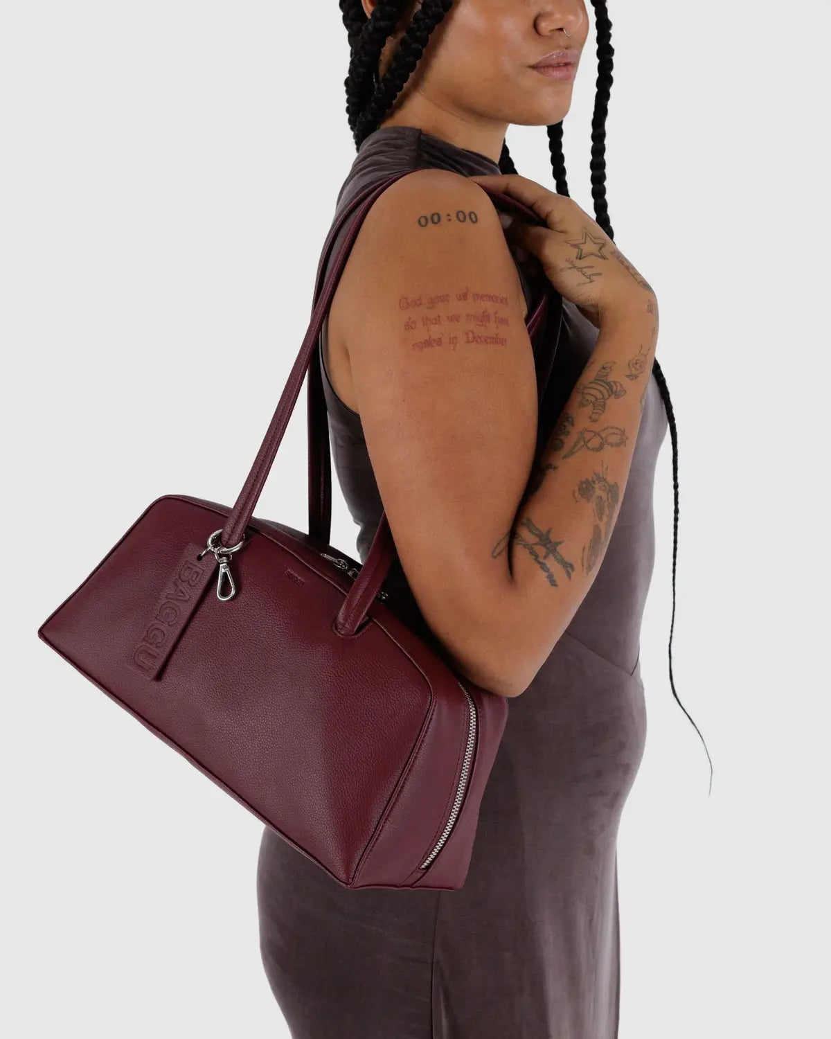Baggu | Recycled Leather Bowler Bag - Mahogany