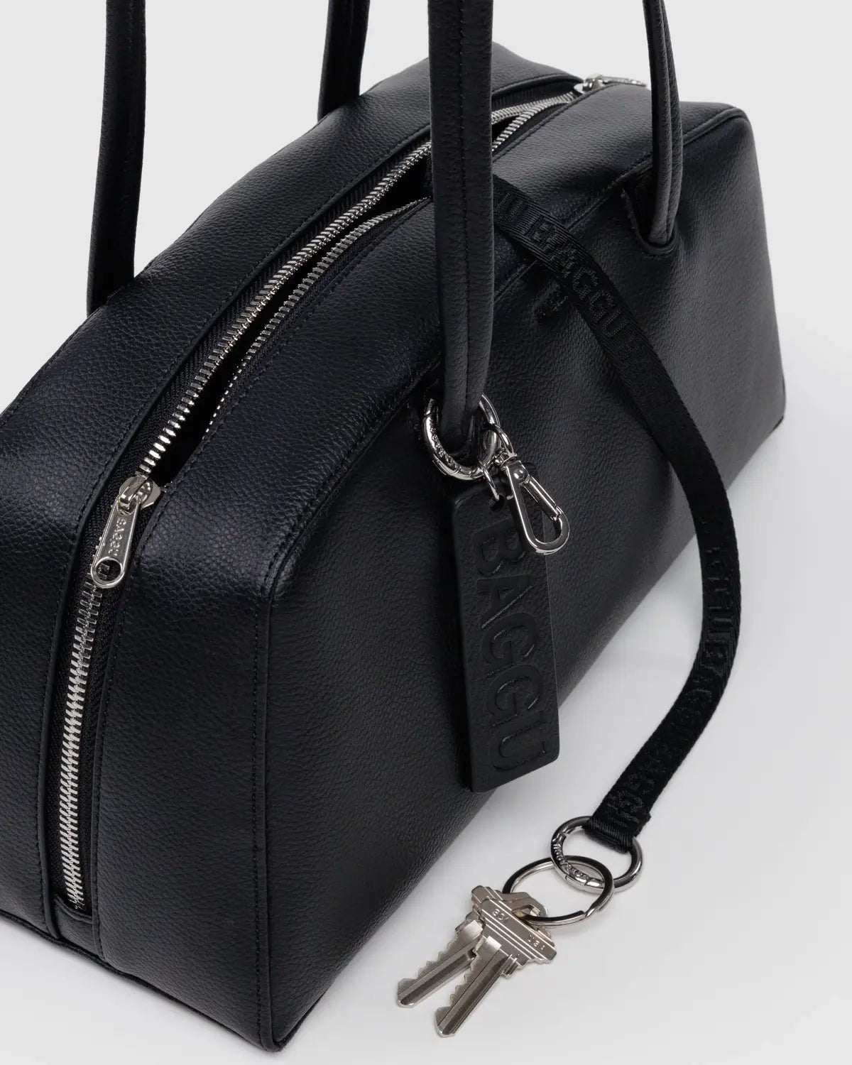 Baggu | Recycled Leather Bowler Bag - Black