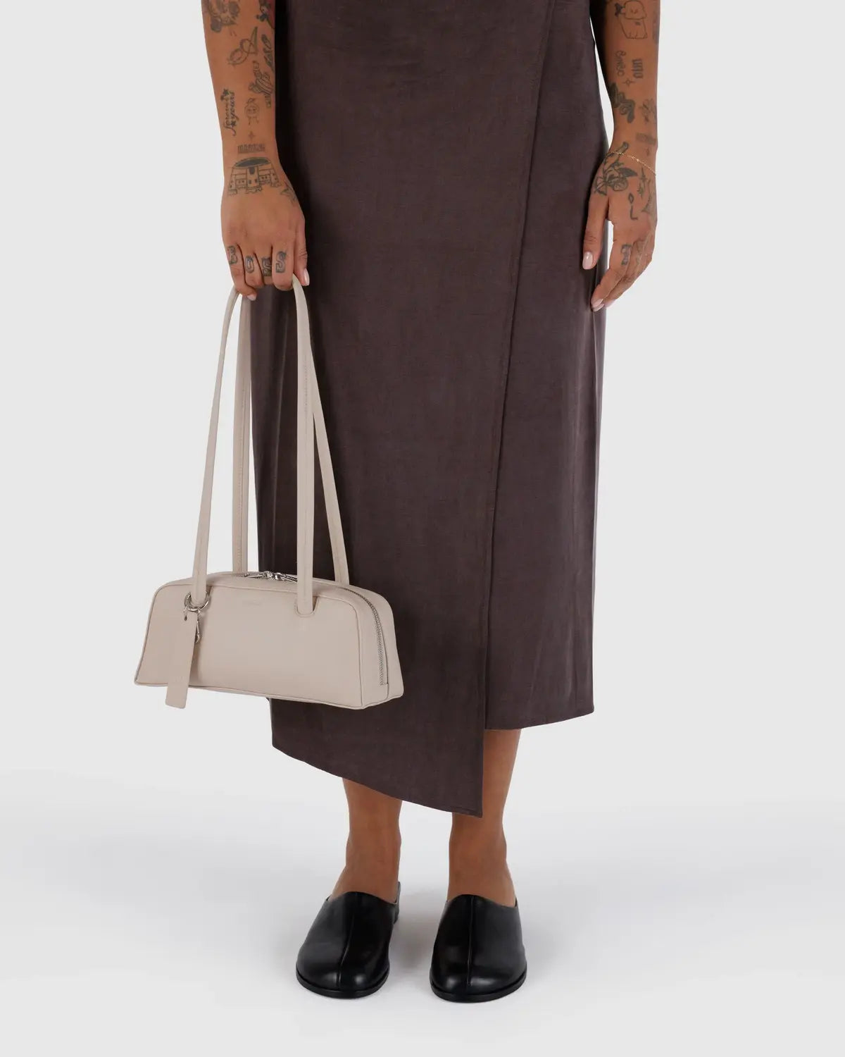 Baggu | Small Recycled Leather Bowler Bag - Stone