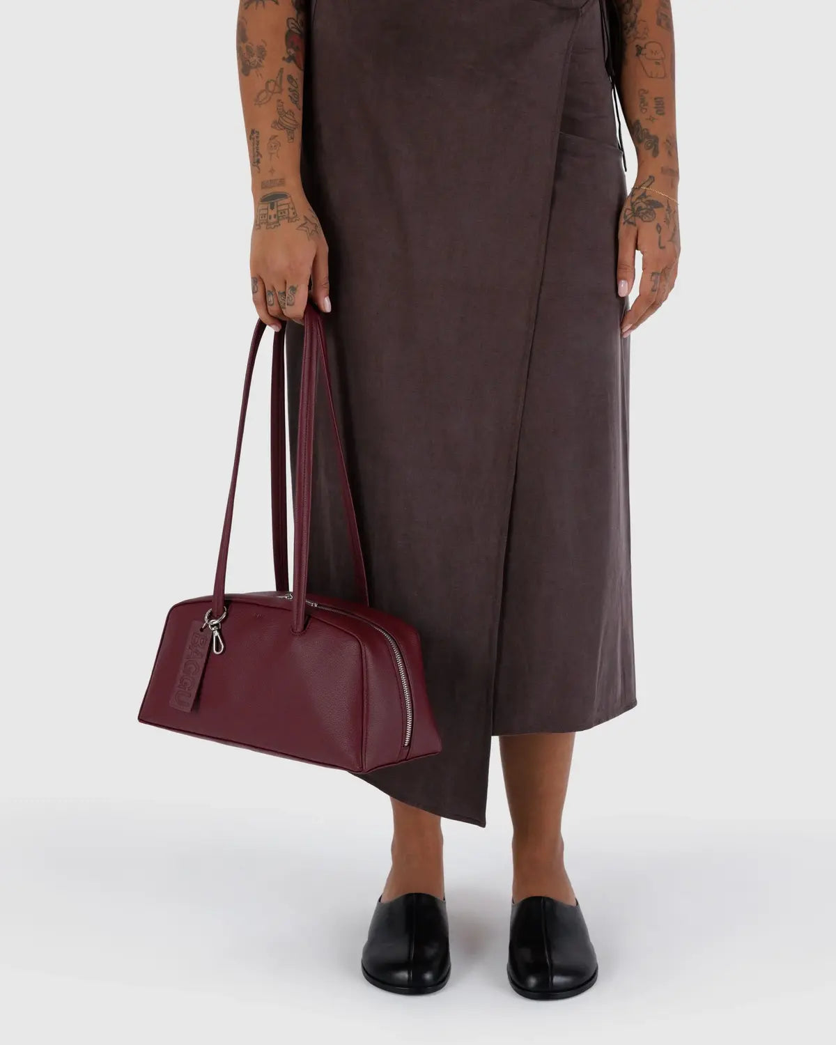 Baggu | Recycled Leather Bowler Bag - Mahogany