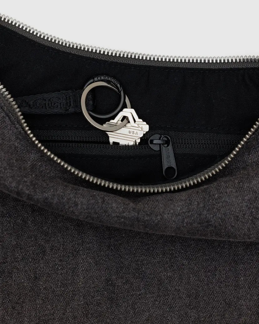 Baggu | Medium Denim Crescent Bag - Washed Black Denim