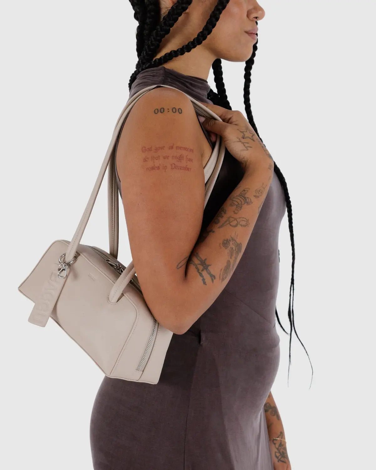 Baggu | Small Recycled Leather Bowler Bag - Stone