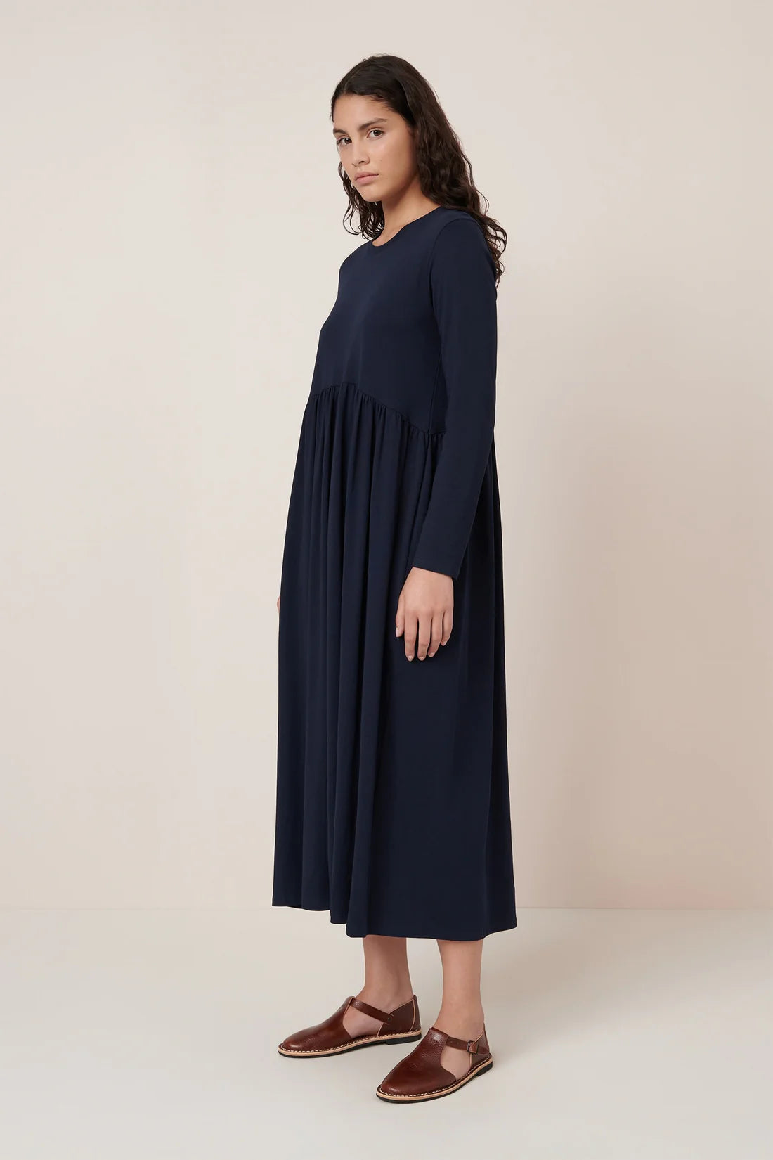 KOWTOW | Long Sleeve Gather Dress - Navy