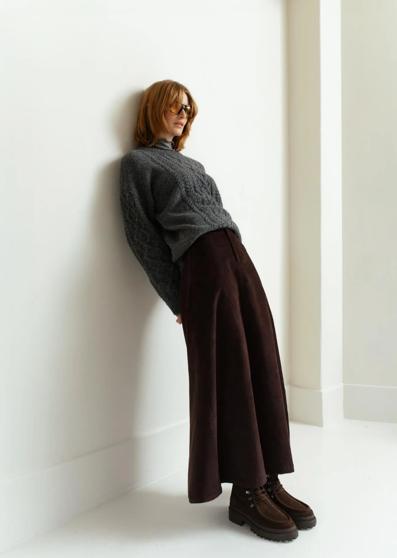 Paper Label | Rayna Cable Sweater - Dark Stone