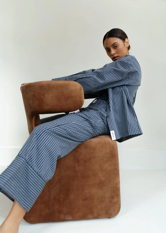 Paper Label | Nyah Pant - Indigo Blue & White Stripe