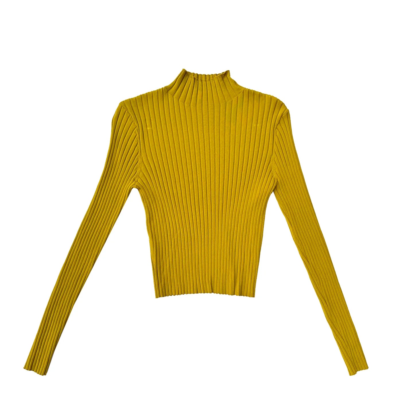 Ali Golden | Ribbed Mock Neck Sweater - Chartreuse