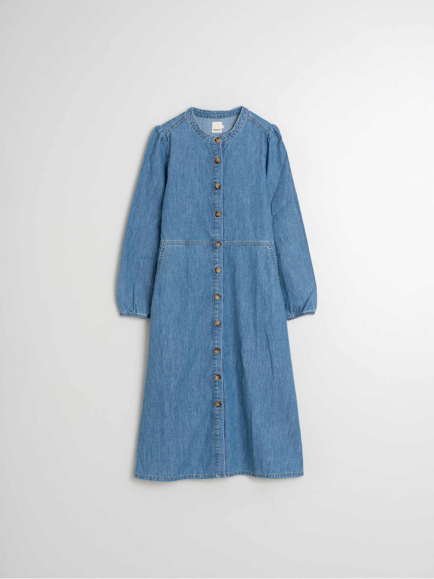 Indi & Cold | Washed Effect Denim Dress - Denim