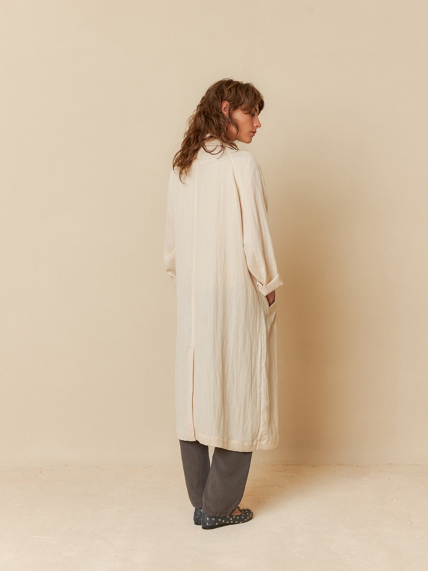 Indi and Cold | Fluid Satin Trench Coat