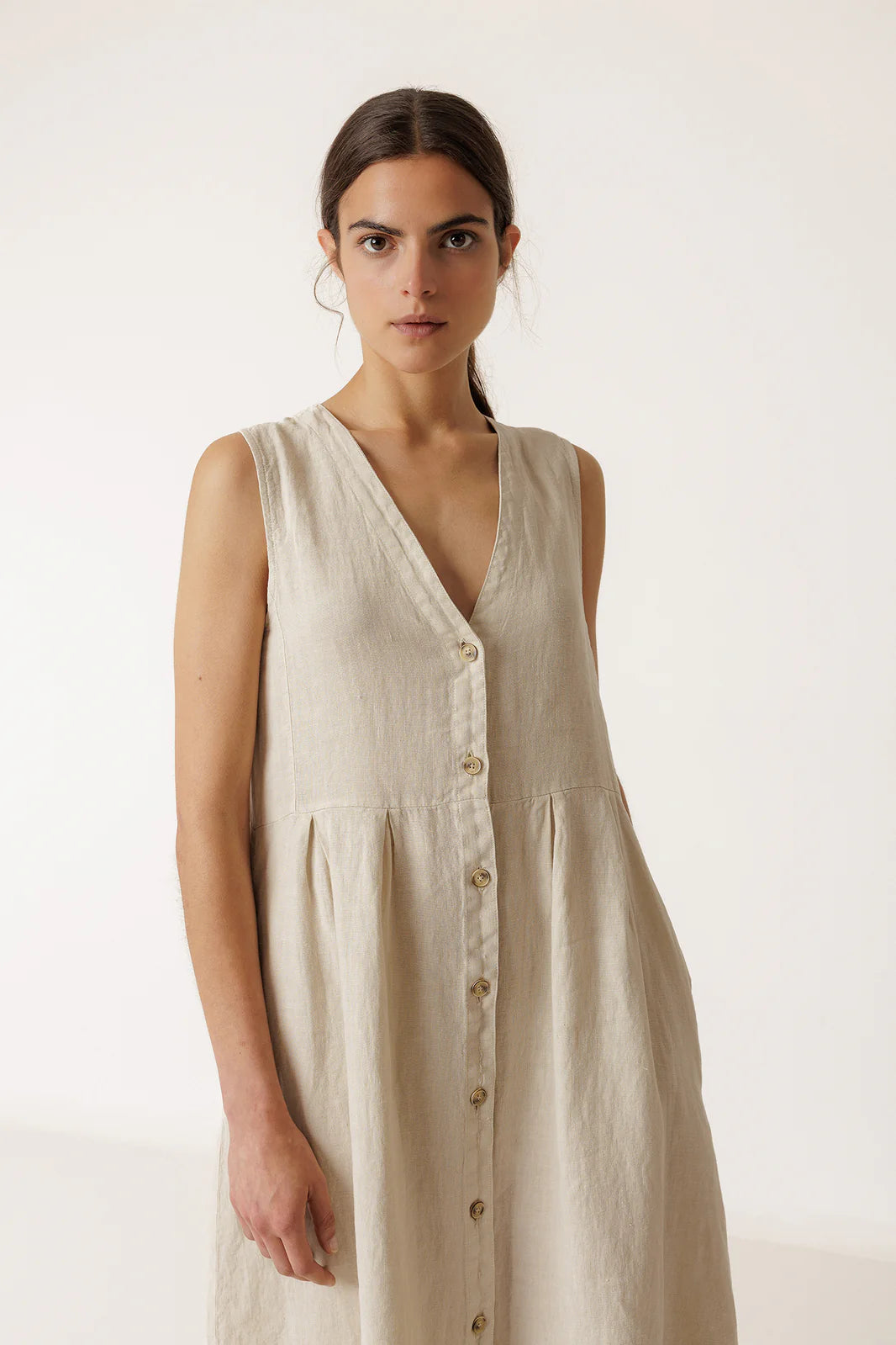 Indi + Cold | Linen Multiposition Dress - Stone