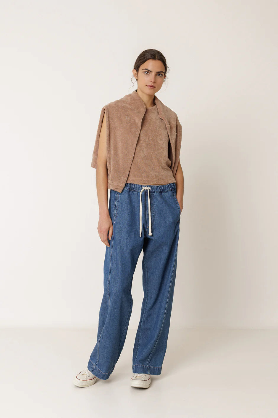 Indi + Cold | Terry Cloth Crop Top - Pink/ Mauve