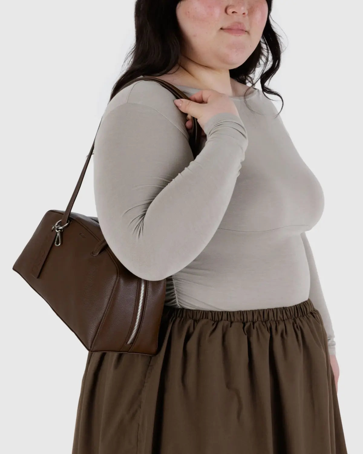 Baggu | Recycled Leather Bowler Bag - Brown