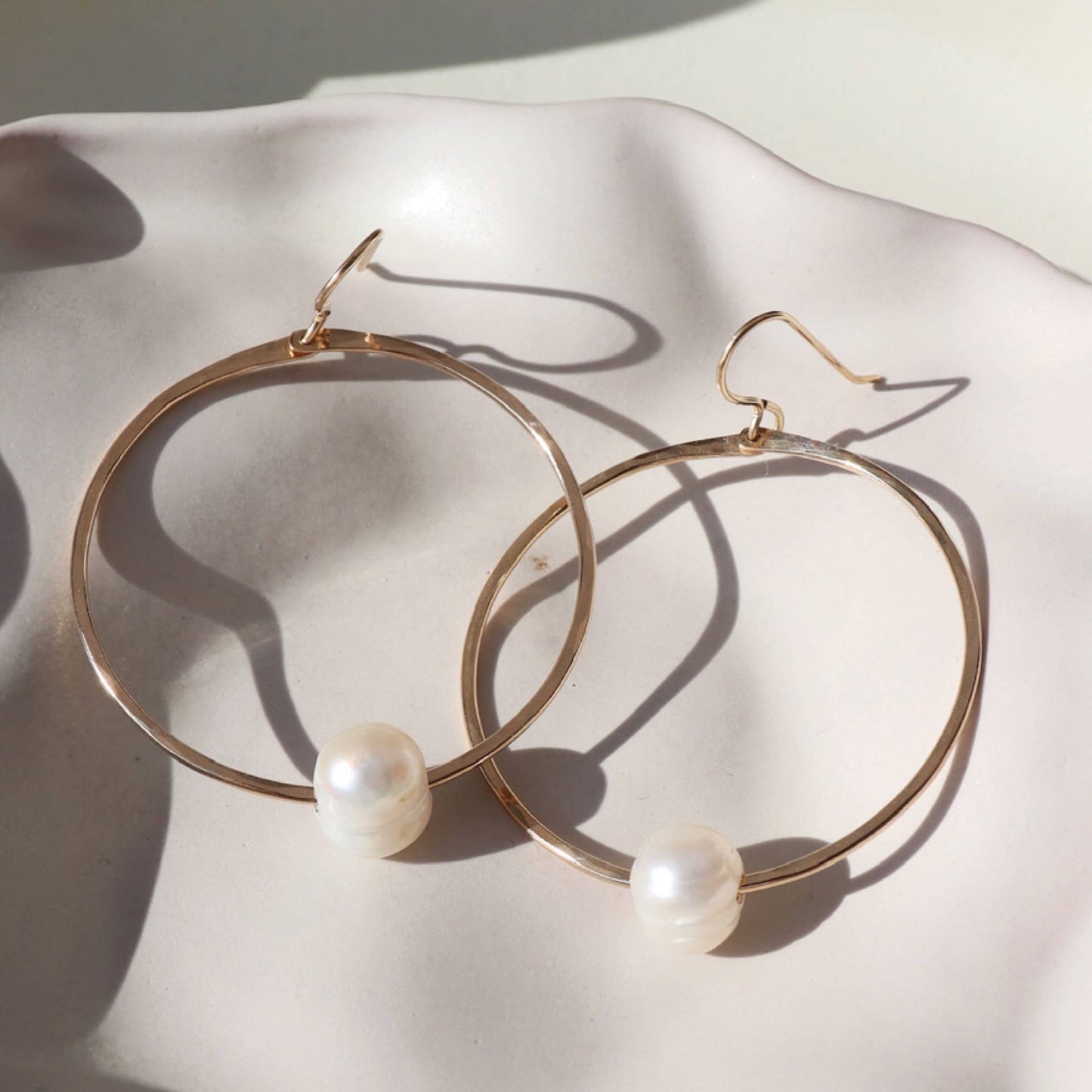 Token Jewelry | Pearl Hoops - Sterling Silver