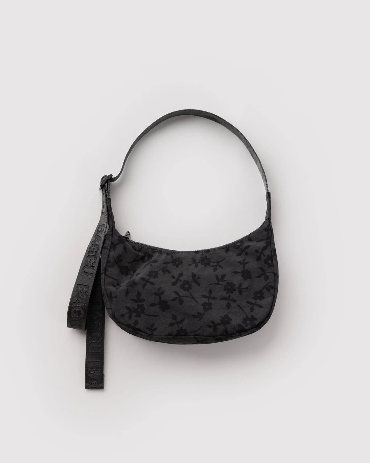 Baggu | Small Nylon Crescent Bag - Charcoal Ditsy Floral
