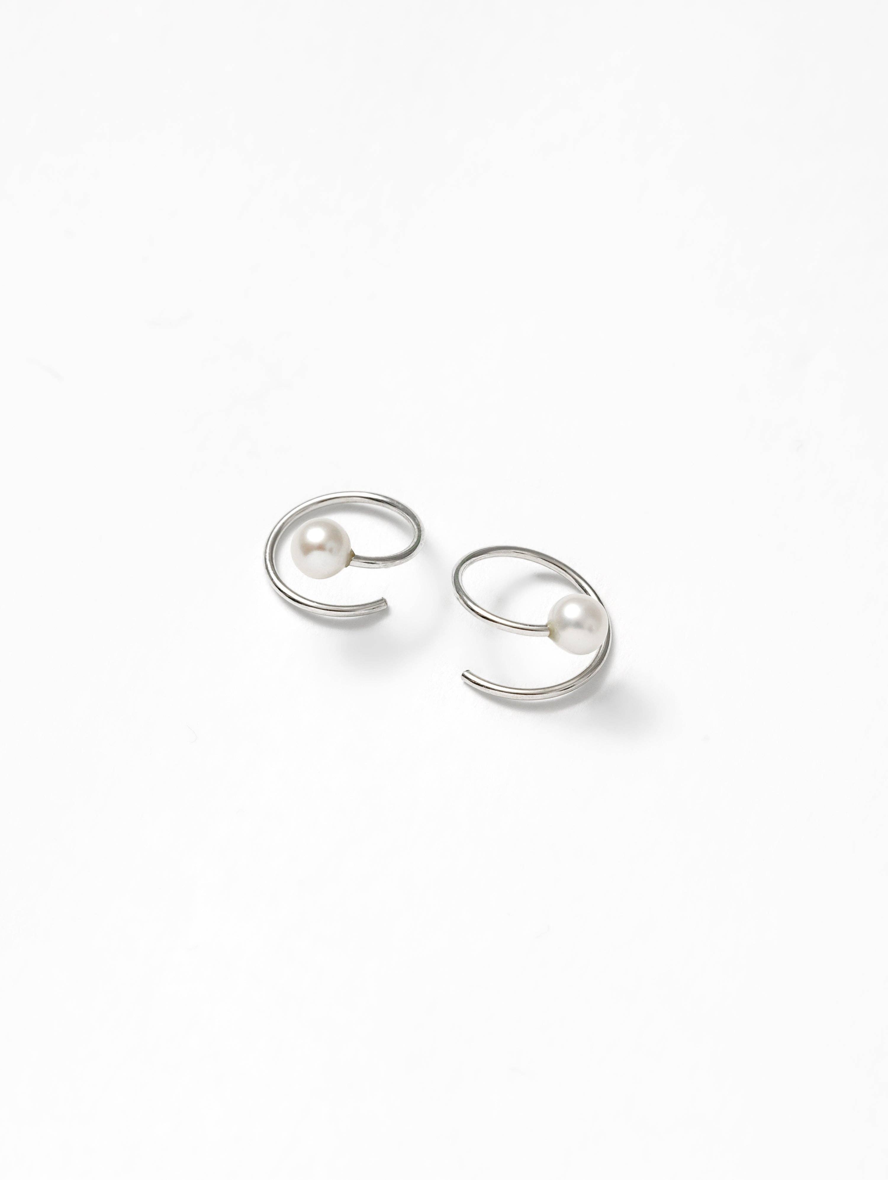 Wolf Circus | White Pearl Swirl Studs in Sterling Silver
