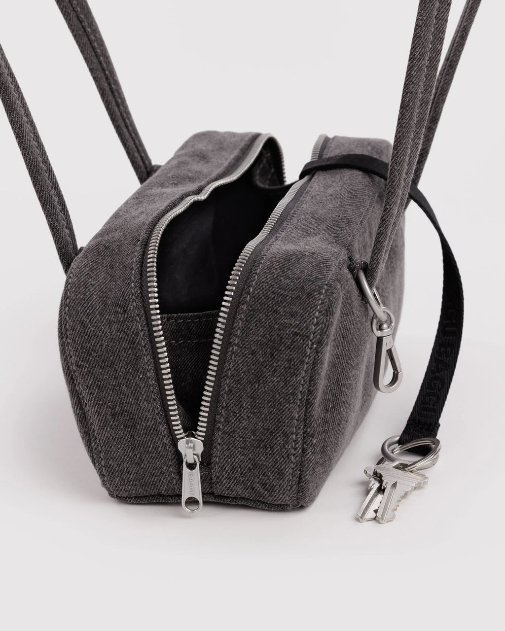 Baggu | Small Denim Bowler Bag - Washed Black Denim
