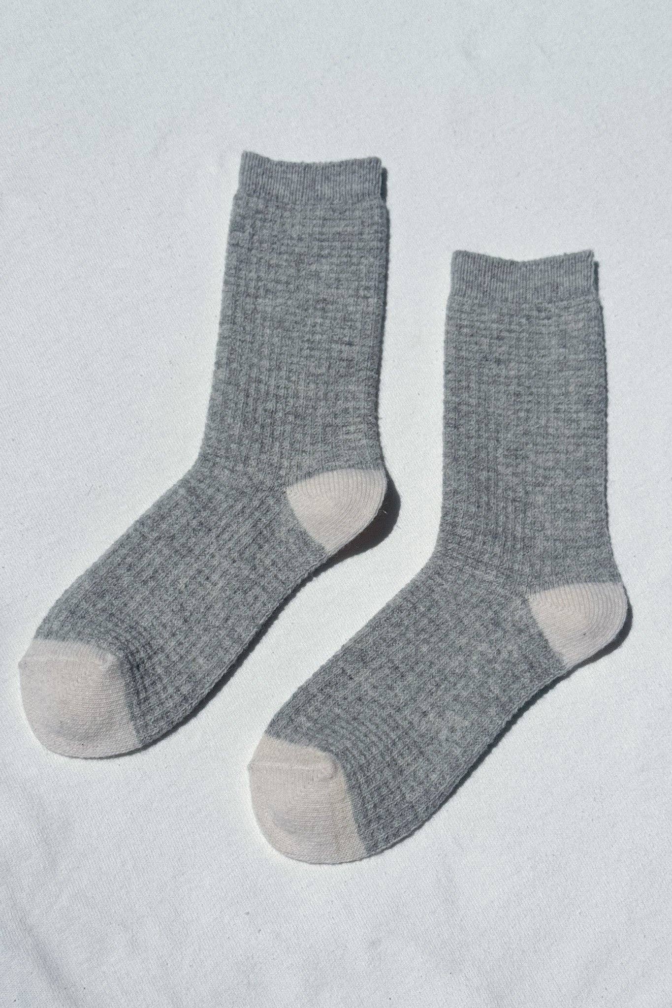 Le Bon Shoppe | Wool Waffled Socks - Stone/Cream