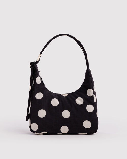 Baggu | Mini Nylon Shoulder Bag - Black and Cream Polka Dot