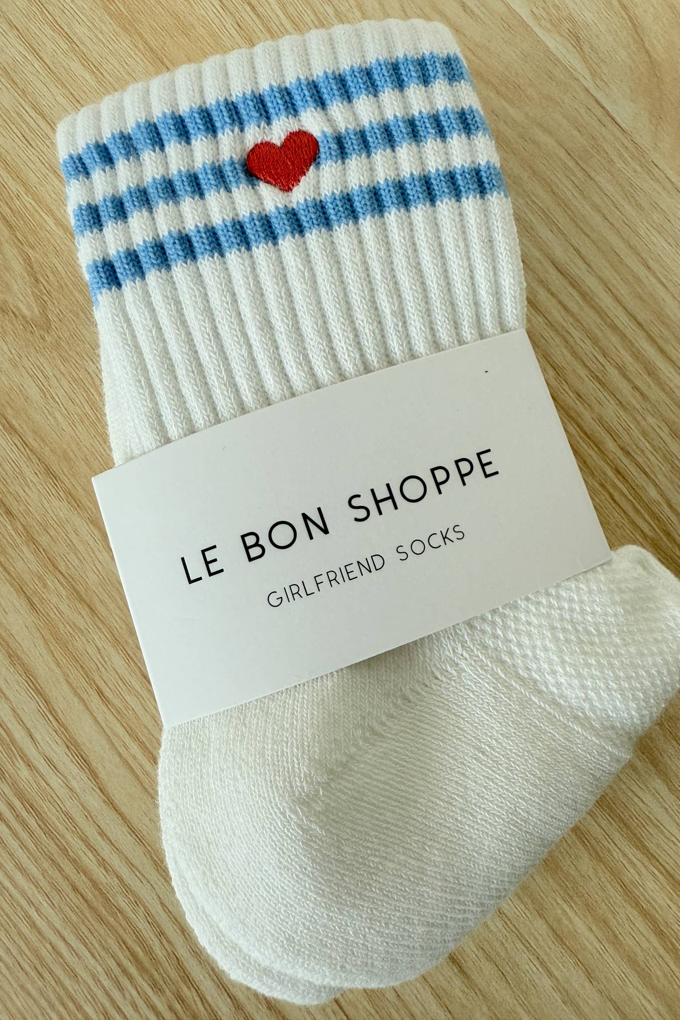 Le Bon Shoppe | Embroidered Girlfriend Socks - Ivory + Heart