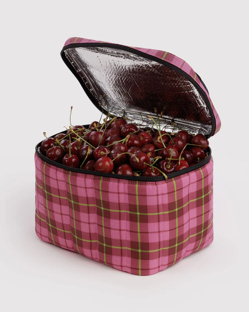 Baggu | Puffy Lunch Bag - Lunch Bag - Azalea Pink Tartan