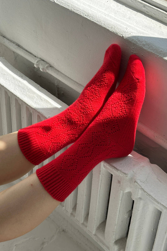 Le Bon Shoppe | Cashmere Pointelle Socks - Red