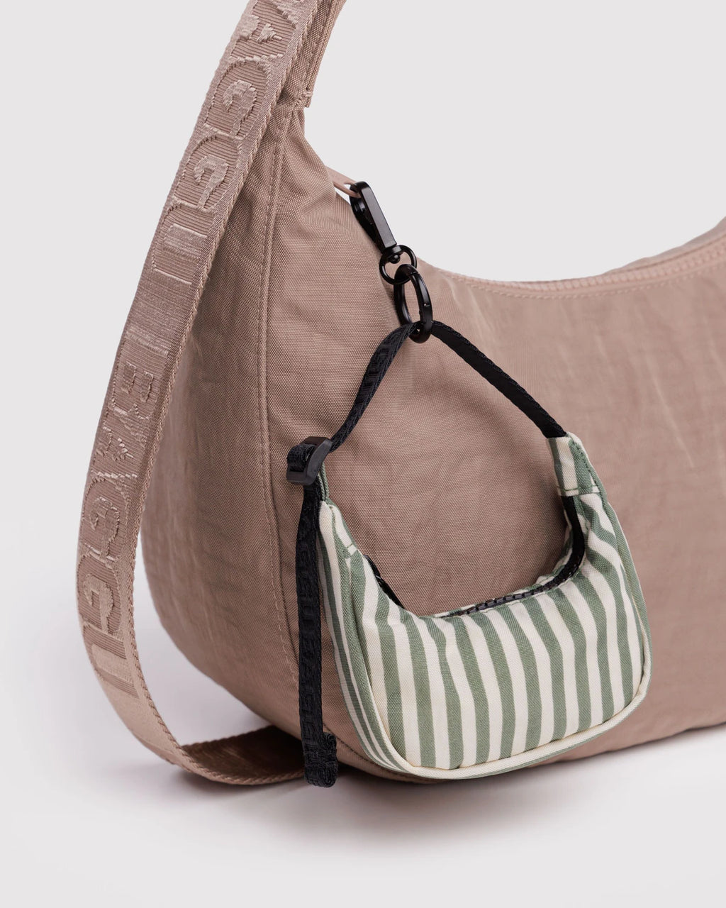 Baggu | Crescent Bag Charm - Sage Stripe