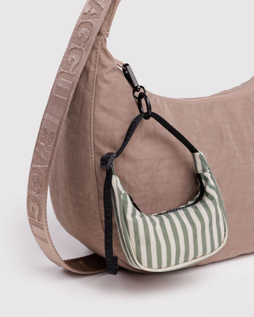 Baggu | Crescent Bag Charm - Sage Stripe