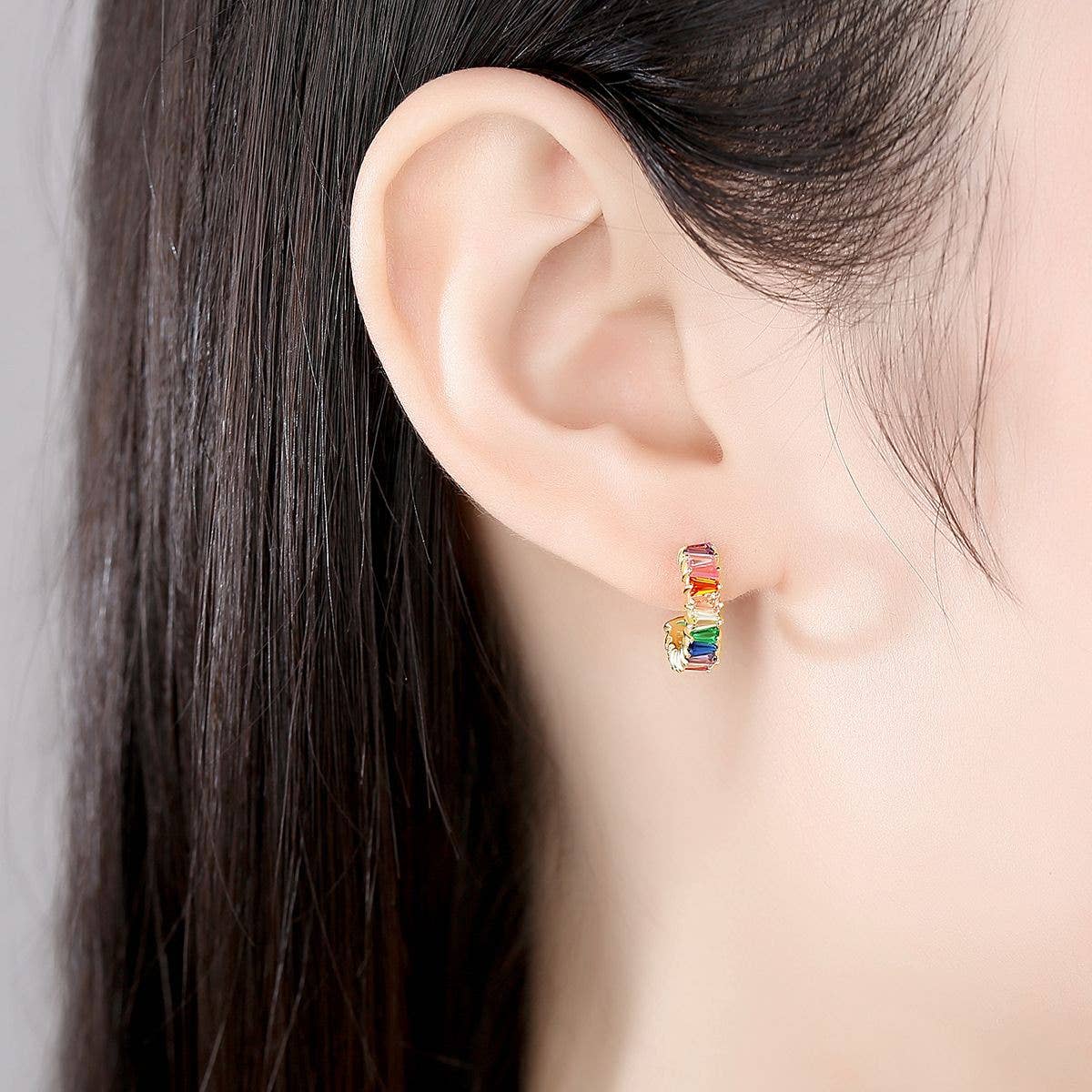 Love Local Jewelry | Kylie Rainbow Hoops 1.4cm - Gold