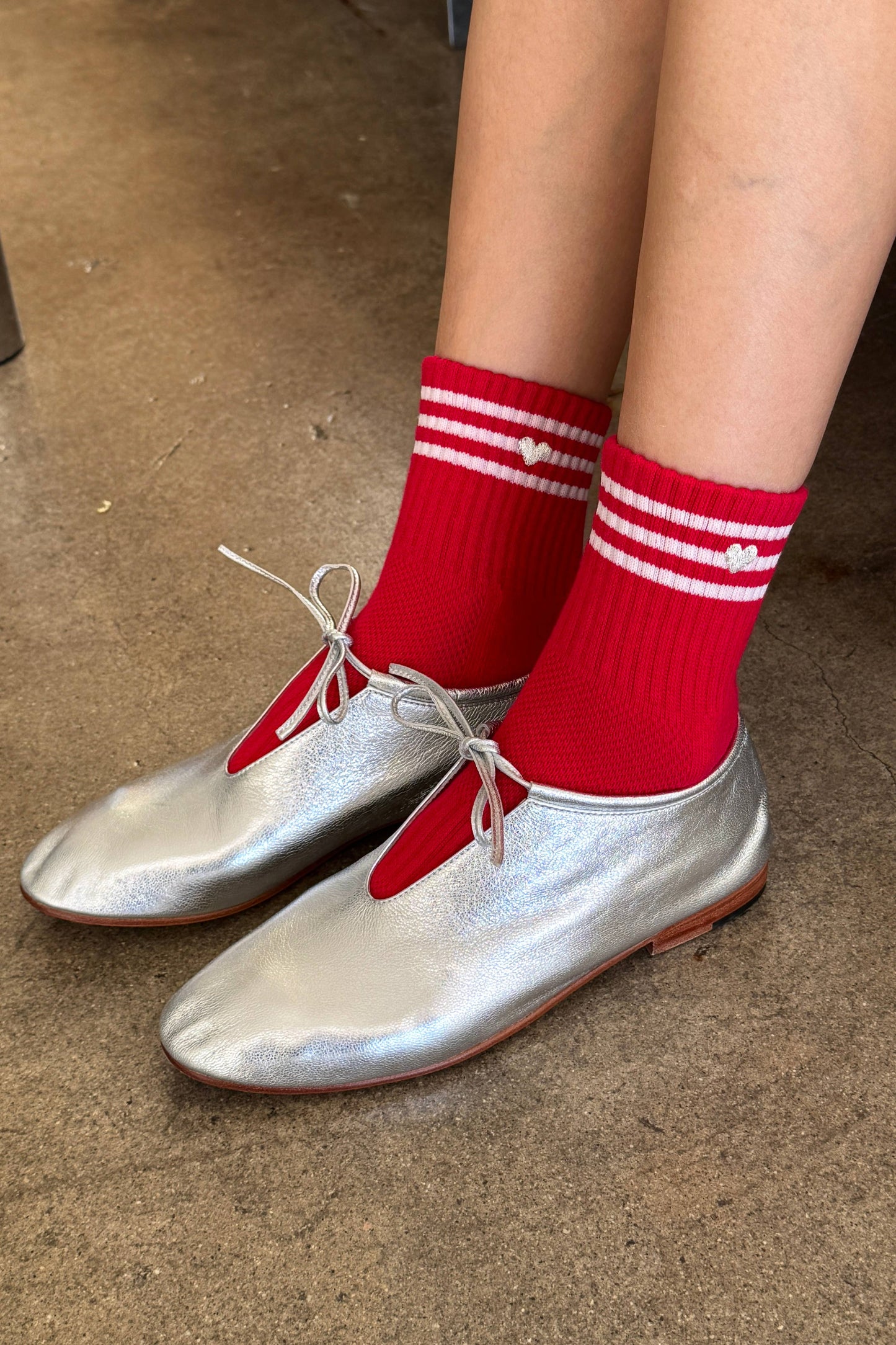 Le Bon Shoppe | Embroidered Girlfriend Socks - Scarlet