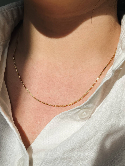 Kara Yoo | Thin Box Necklace - 14k Gold Plated