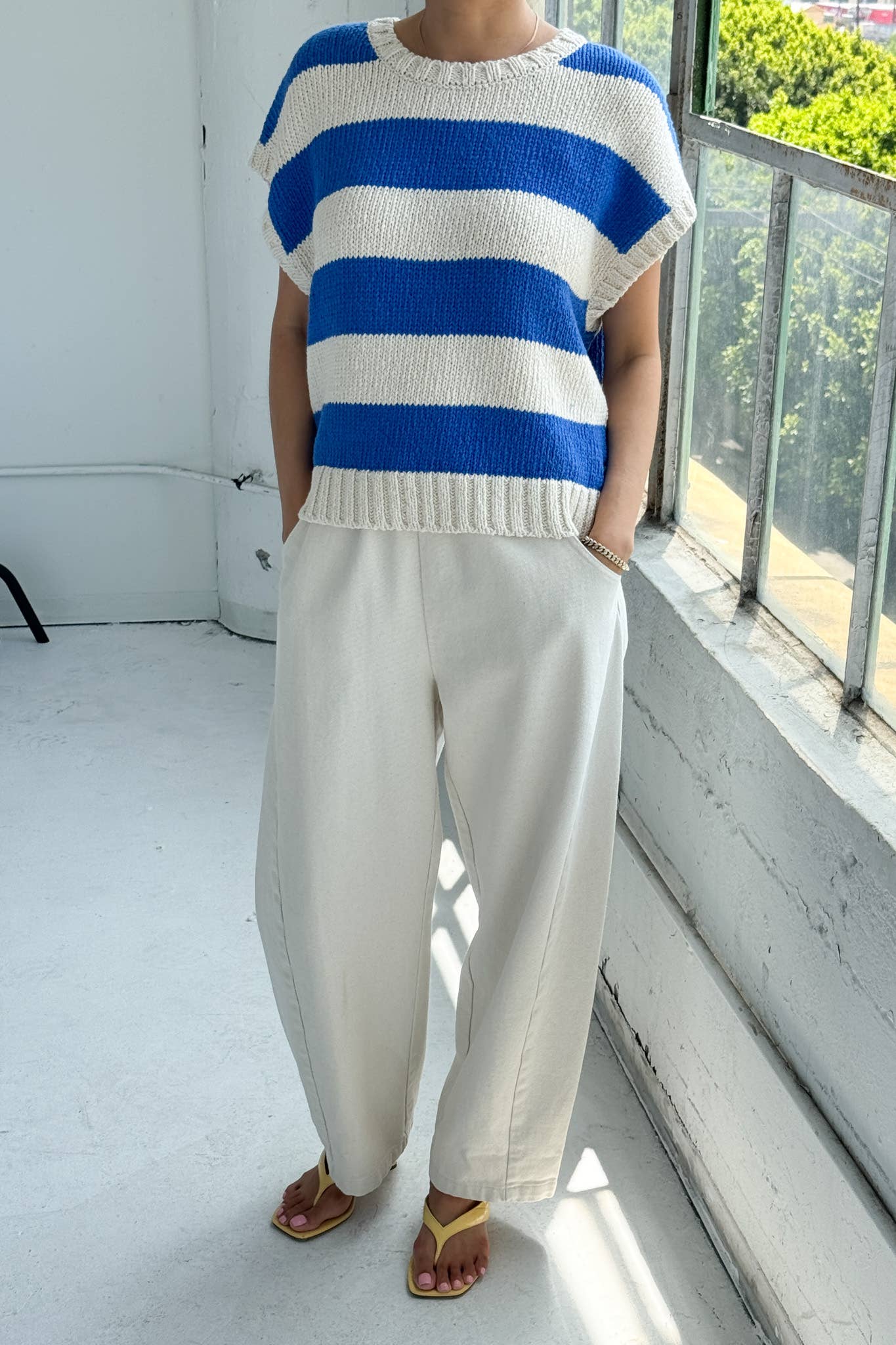 Le Bon Shoppe | Pierre Cotton Sweater Top - French Blue Stripe