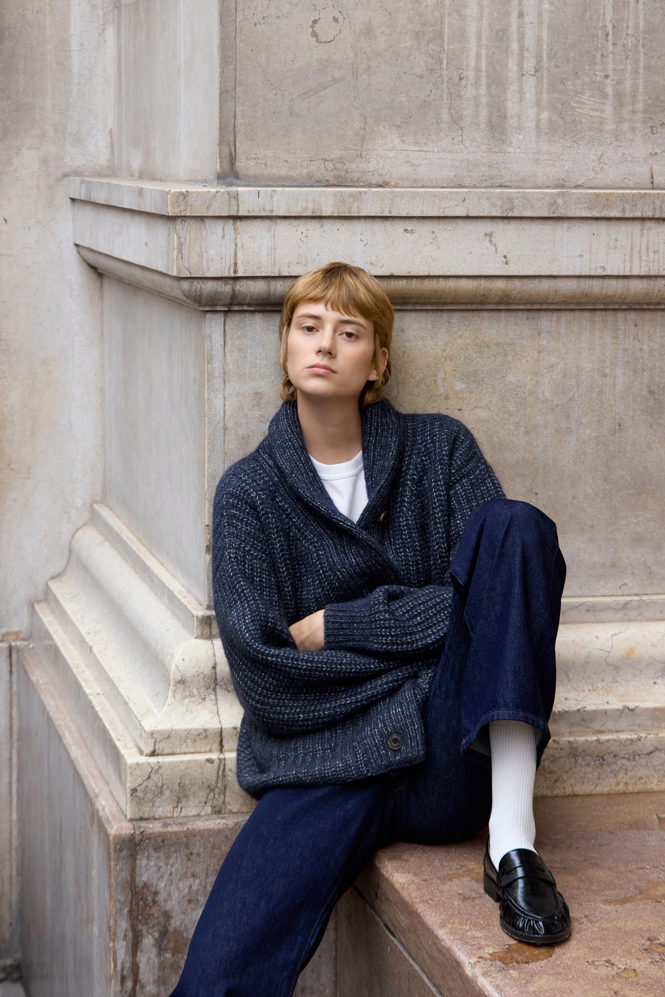 Bare Knitwear | Oversized Shawl Cardigan - Navy