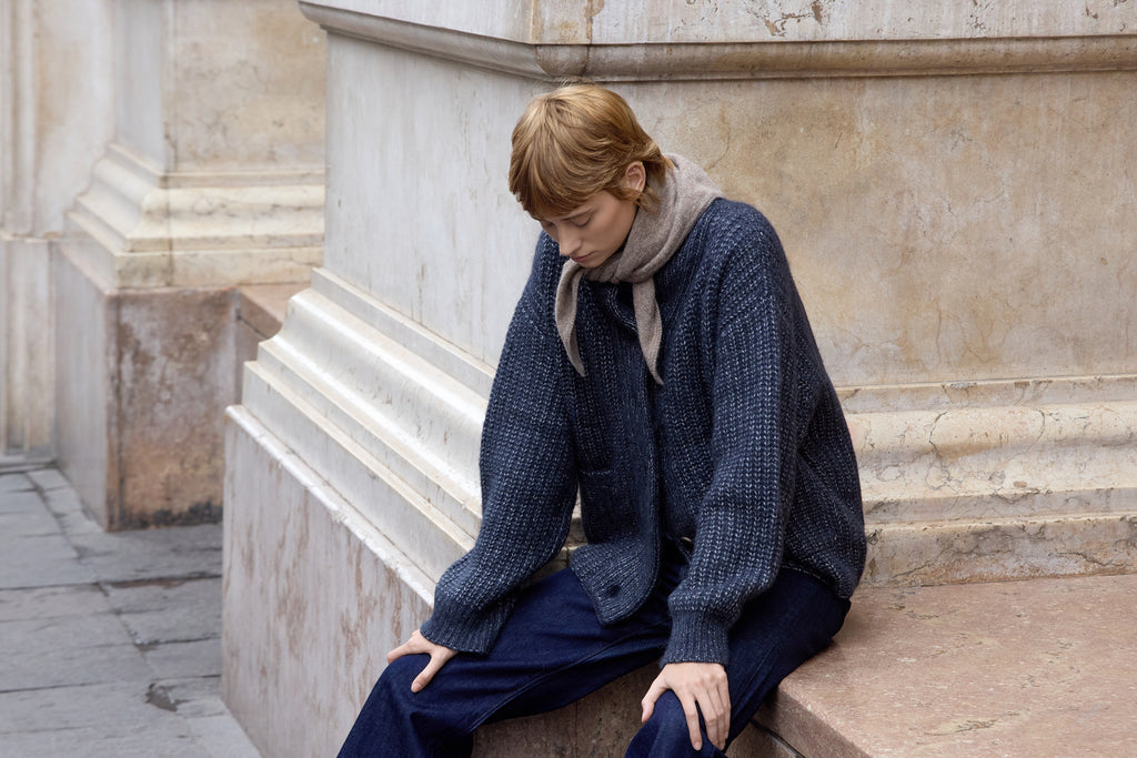 Bare Knitwear | Oversized Shawl Cardigan - Navy
