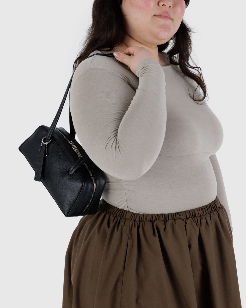 Baggu | Small Recycled Leather Bowler Bag - Black