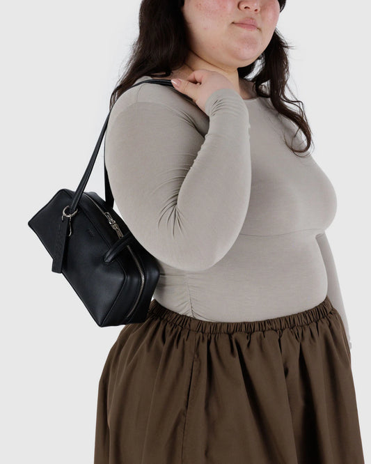 Baggu | Small Recycled Leather Bowler Bag - Black